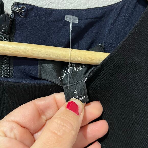 J.Crew Black Ponte Cap Sleeve A-Line Midi Dress Sz 4 Classic Workwear Minimalist - Picture 5 of 8